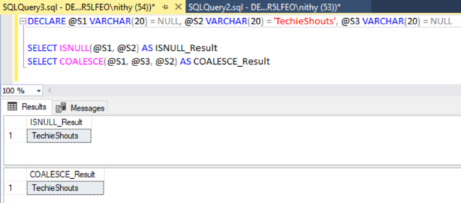 Difference between ISNULL and COALESCE in SQL